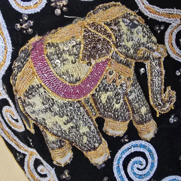 Vintage Carol Horn Workshop 🐘 Elephant 🐘 Vest Embellished Beads Sequins Ethnic - Picture 4 of 6